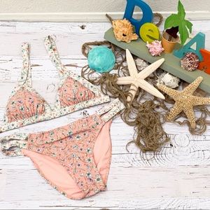 Blu C Peach Floral 2-Piece Bikini Set